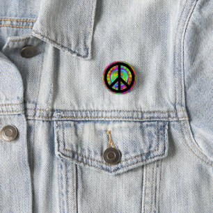 Funky Black Peace Sign 1 Inch Round Button