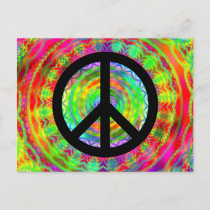 Funky Black Peace Sign Postcard