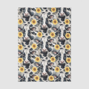 Funky Black & White Cow & Sunflowers Tissue Paper