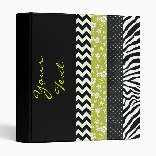 Funky Black/White Pattern w/Lime Pop Binder (Front/Spine)
