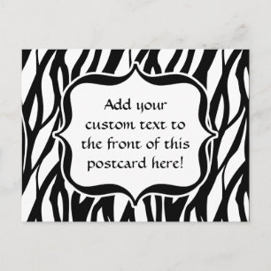 Funky Black/White Zebra Monogram Postcard