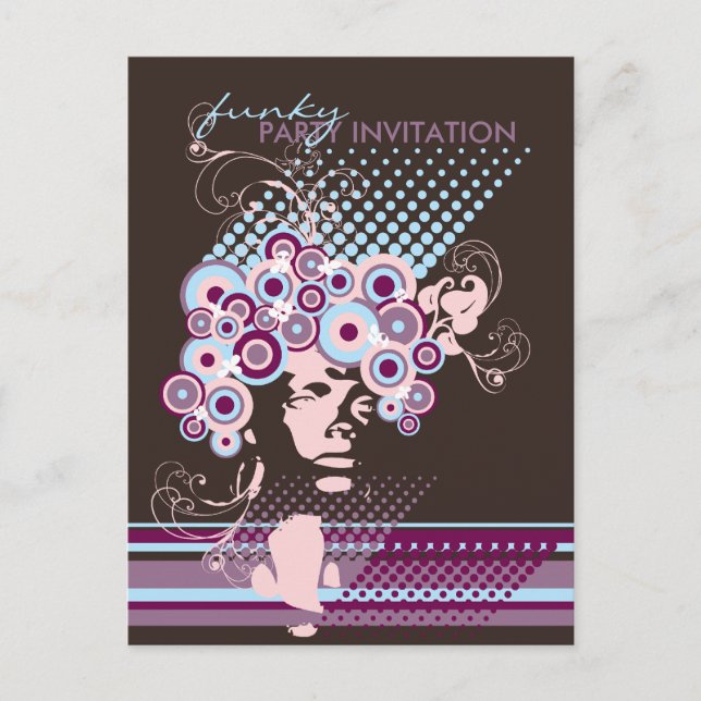 Funky Bloom Hair *03 Party Invitation Postcard (Front)