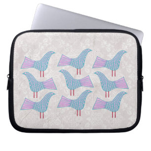 Funky Blue Birds Laptop Ipad Sleeve Bag