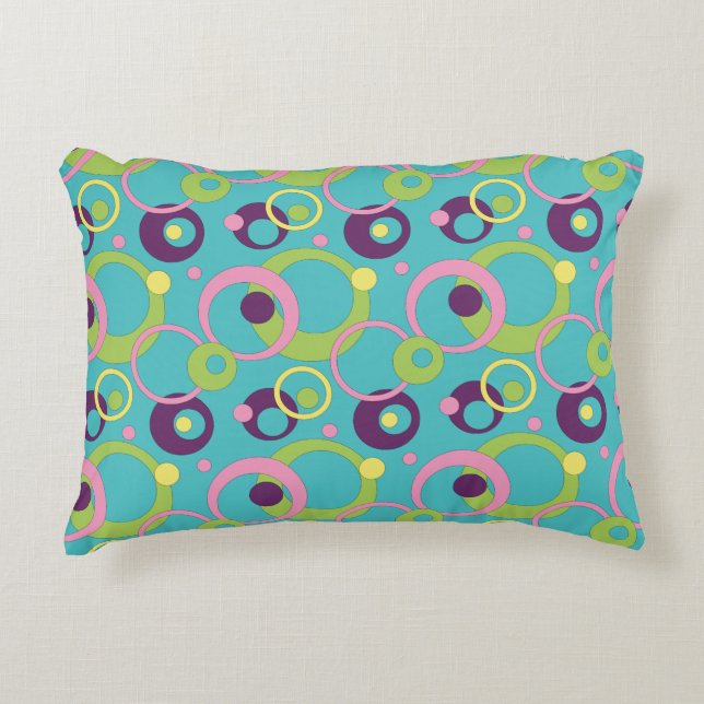 Funky Blue Circles Accent Pillow (Front)