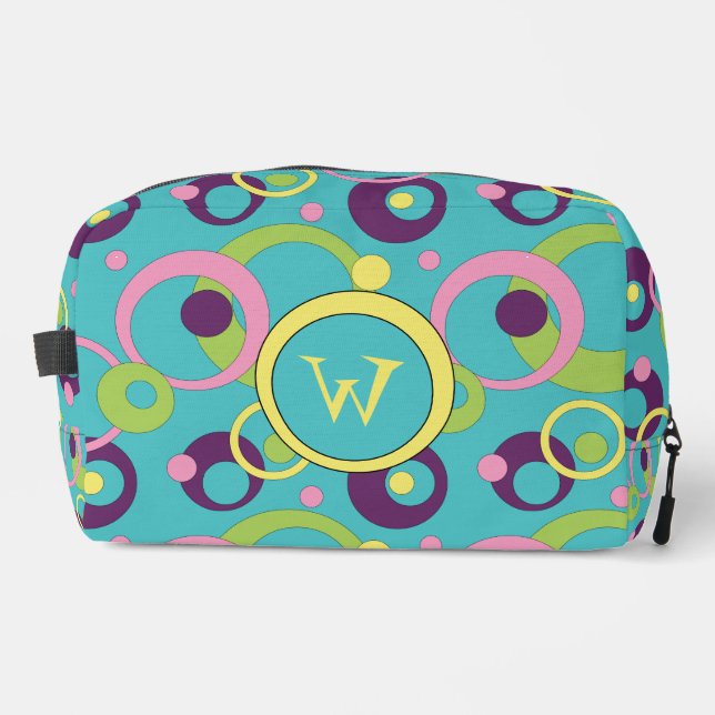 Funky Blue Circles Dopp Kit (Front)