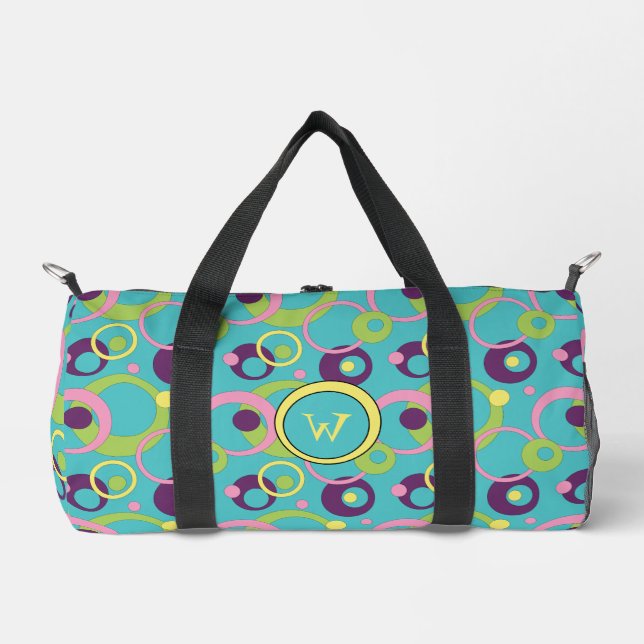 Funky Blue Circles Duffle Bag (Front)