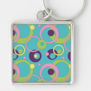 Funky Blue Circles Keychain