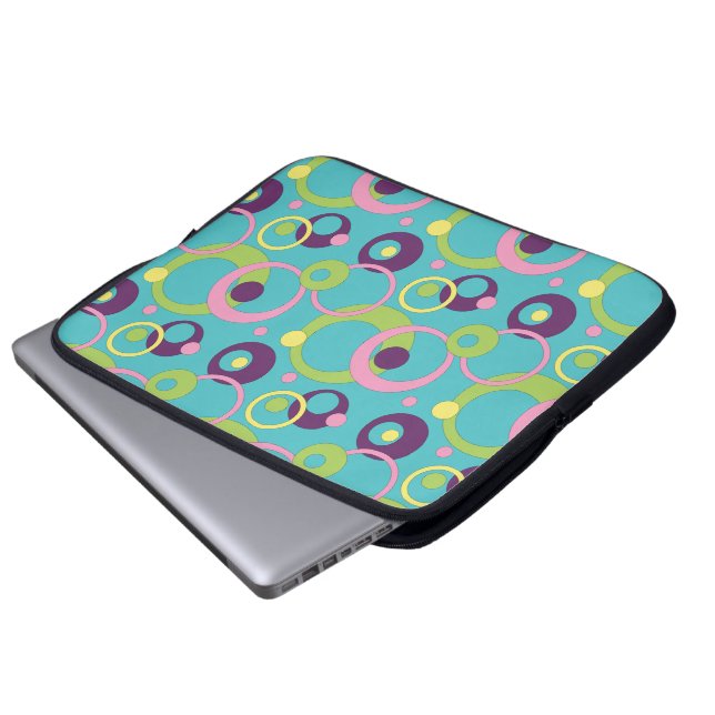 Funky Blue Circles Laptop Sleeve (Front Bottom)