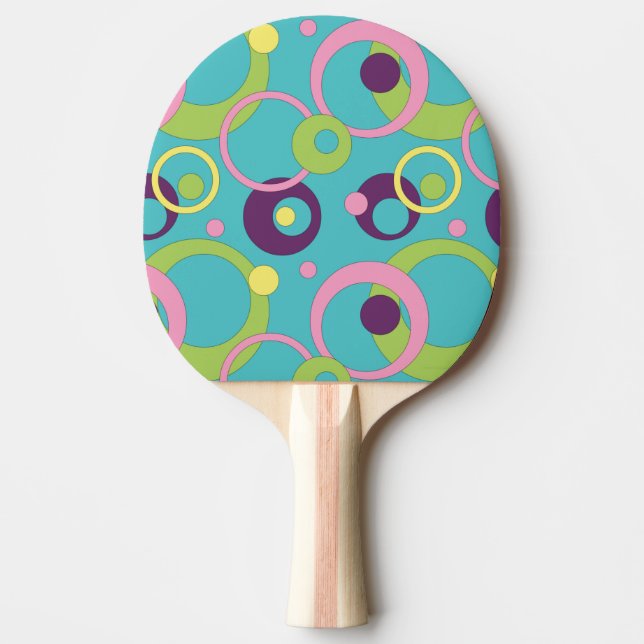 Funky Blue Circles Ping Pong Paddle (Front)