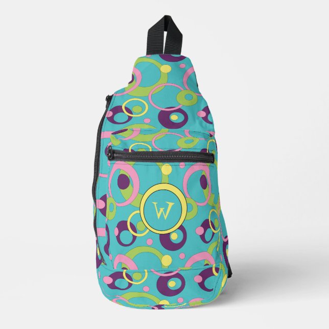 Funky Blue Circles Sling Bag (Front)