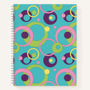 Funky Blue Circles Spiral Notebook