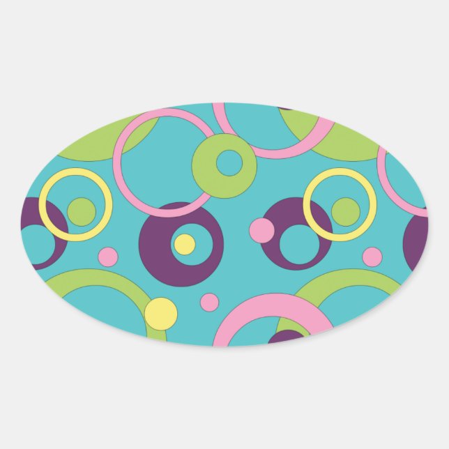 Funky Blue Circles Sticker (Front)