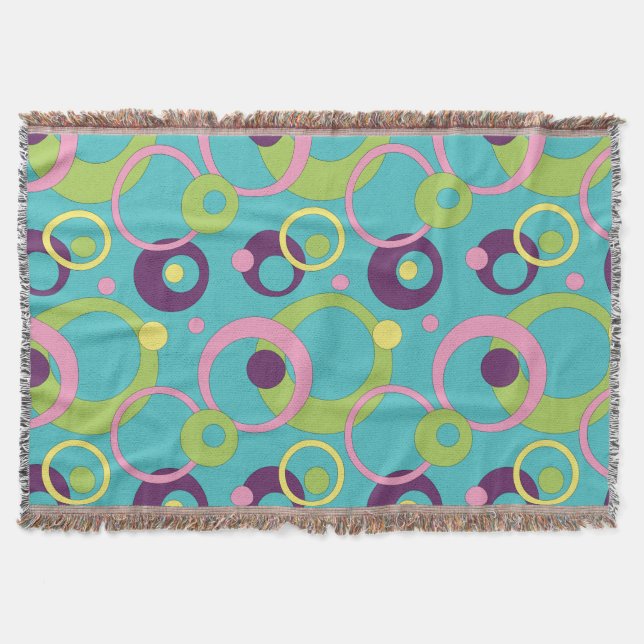 Funky Blue Circles Throw Blanket (Front)