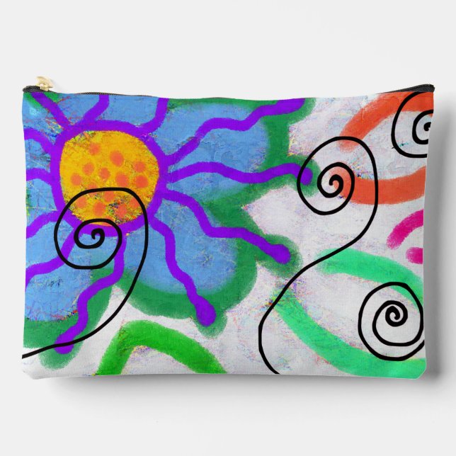 Funky Blue Flower Abstrait Art Cosmetics Sac (Recto)