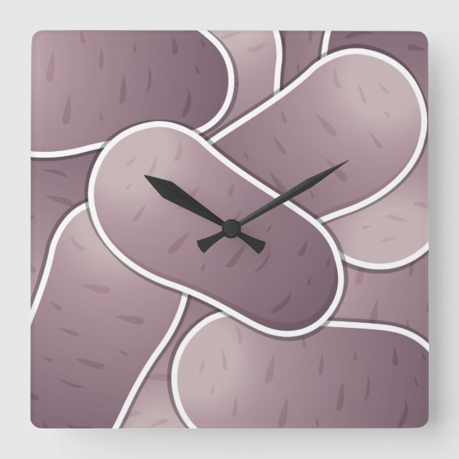Funky blue potato square wall clock (Front)