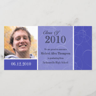 Funky Blue Swirl Carte photo de graduation
