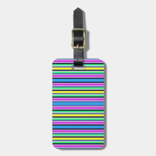 Funky Blue Yellow and Pink Striped Luggage Strap Tag