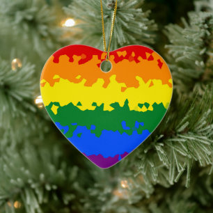 Funky Boho Abstract Gay Rainbow Mosaic Pride Flag Ceramic Ornament