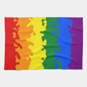 Funky Boho Abstract Gay Rainbow Mosaic Pride Flag Kitchen Towel