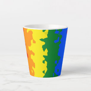 Funky Boho Abstract Gay Rainbow Mosaic Pride Flag Latte Mug