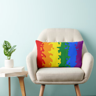 Funky Boho Abstract Gay Rainbow Mosaic Pride Flag Lumbar Pillow