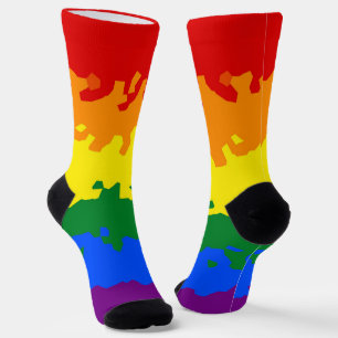 Funky Boho Abstract Gay Rainbow Mosaic Pride Flag Socks