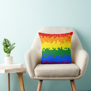 Funky Boho Abstract Gay Rainbow Mosaic Pride Flag Throw Pillow