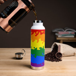 Funky Boho Abstract Gay Rainbow Mosaic Pride Flag Water Bottle