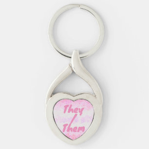 Funky Boho Abstract Mosaic Pomosexual Pride Flag Keychain