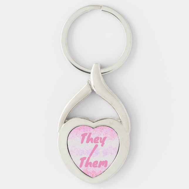 Funky Boho Abstract Mosaic Pomosexual Pride Flag Keychain (Front)