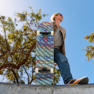 Funky Boho Colourful Psychedelic Waves Abstract Ar Skateboard