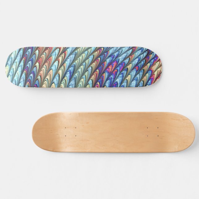 Funky Boho Colourful Psychedelic Waves Abstract Ar Skateboard (Horz)