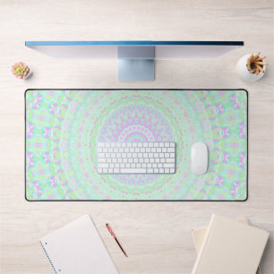 Funky Boho Muted Pastel Trippy Hippie Mandala Desk Mat