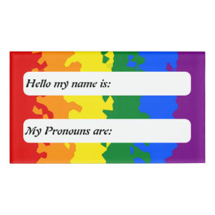 Funky Boho Rainbow Customizable Gay Pride Flag Name Tag