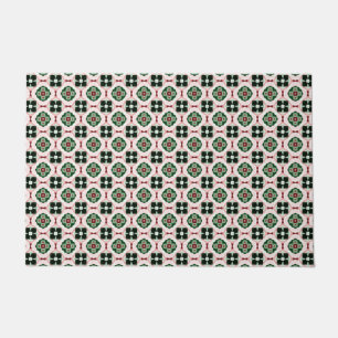 Funky Boho Retro Cute Abstract Christmas Pattern Doormat