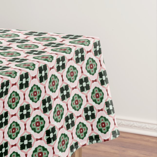 Funky Boho Retro Cute Abstract Christmas Pattern Tablecloth (In Situ)