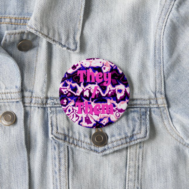Funky Boho Retro Marbled Stripes Genderfluid Pride 3 Inch Round Button (In Situ)
