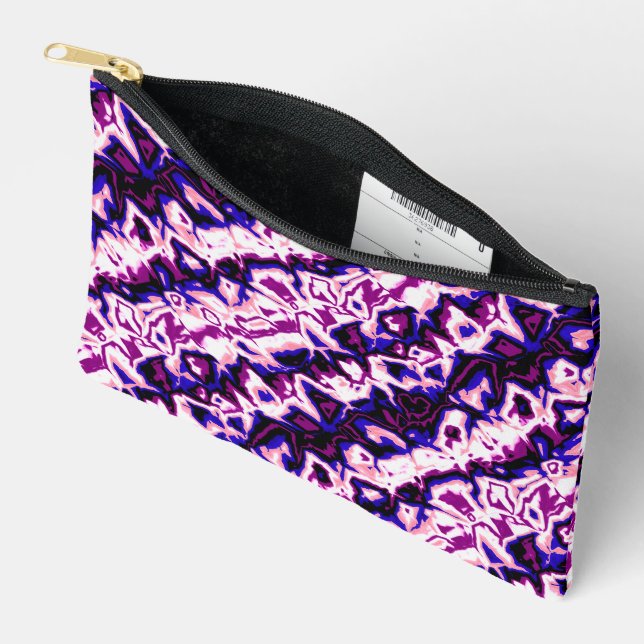 Funky Boho Retro Marbled Stripes Genderfluid Pride Accessory Pouch (Open)