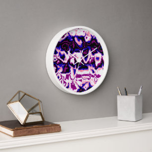 Funky Boho Retro Marbled Stripes Genderfluid Pride Clock