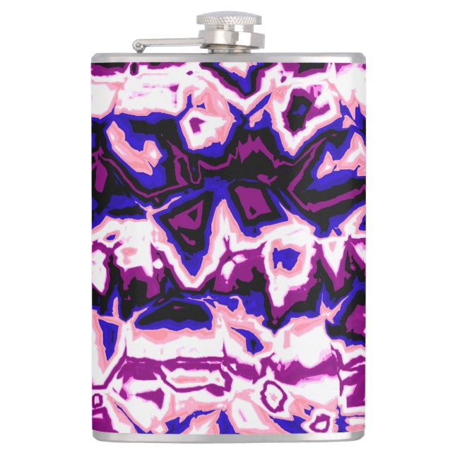 Funky Boho Retro Marbled Stripes Genderfluid Pride Hip Flask (Front)