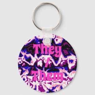 Funky Boho Retro Marbled Stripes Genderfluid Pride Keychain