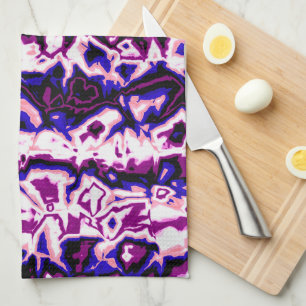 Funky Boho Retro Marbled Stripes Genderfluid Pride Kitchen Towel