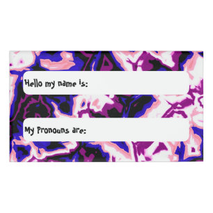 Funky Boho Retro Marbled Stripes Genderfluid Pride Name Tag