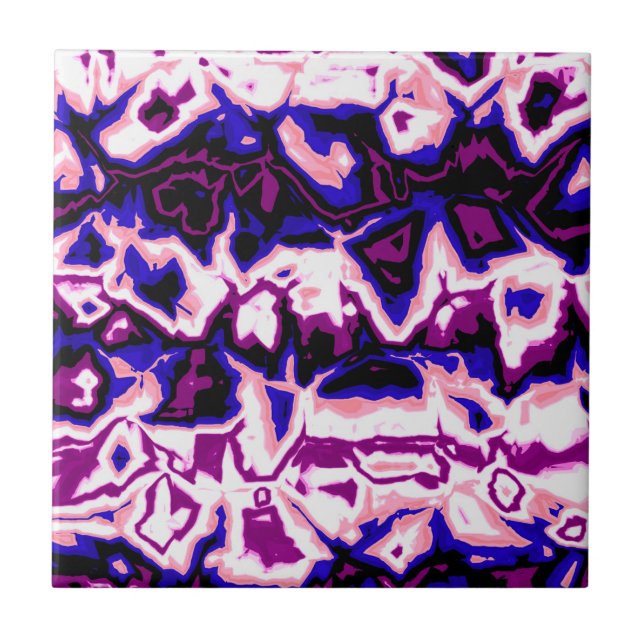 Funky Boho Retro Marbled Stripes Genderfluid Pride Tile (Front)