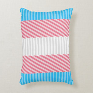 Funky Boho Stripe Abstract Transgender Pride Flag Accent Pillow