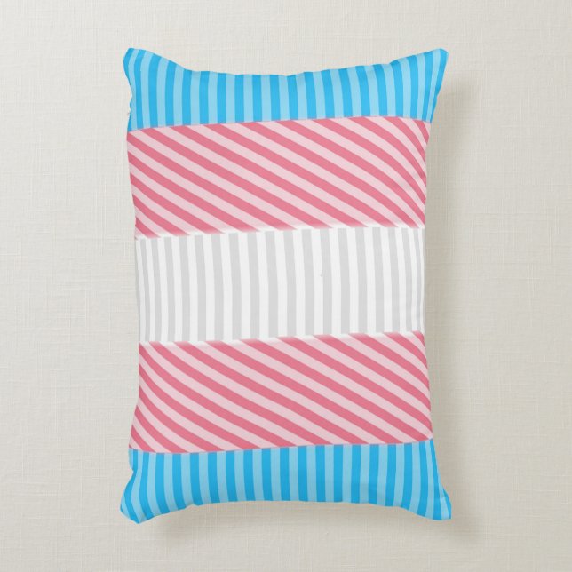 Funky Boho Stripe Abstract Transgender Pride Flag Accent Pillow (Front(Vertical))
