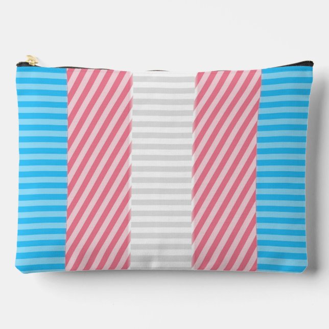 Funky Boho Stripe Abstract Transgender Pride Flag Accessory Pouch (Front)