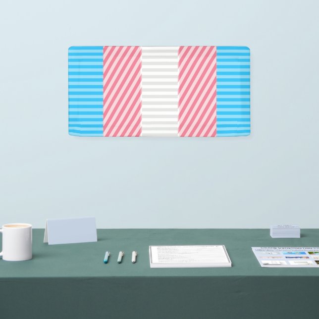 Funky Boho Stripe Abstract Transgender Pride Flag Banner (Tradeshow)