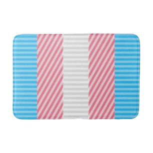 Funky Boho Stripe Abstract Transgender Pride Flag Bath Mat