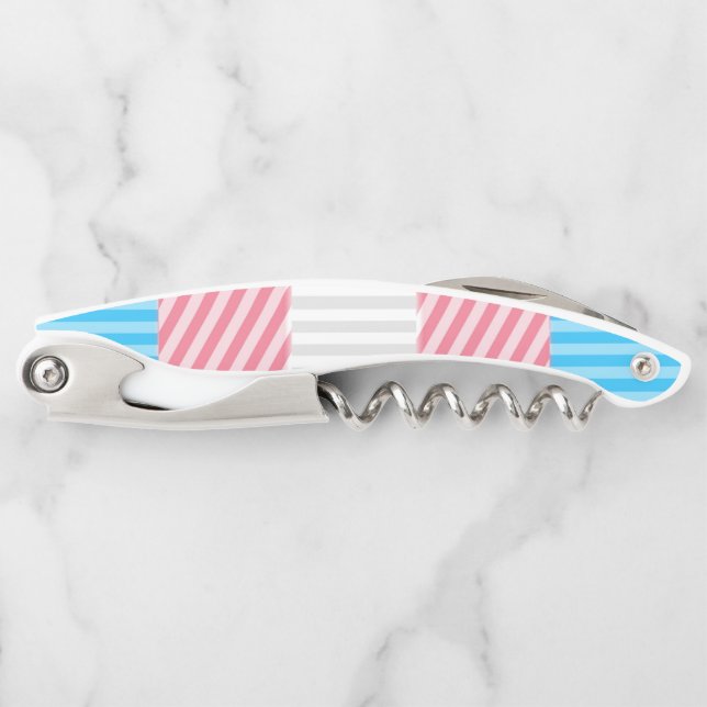 Funky Boho Stripe Abstract Transgender Pride Flag Corkscrew (Front)